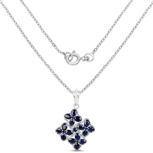 Bids.com 3.68 Carat Genuine Blue Sapphire .925 Sterling Silver Pendant Pendants