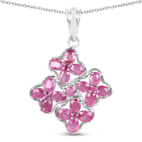 Bids.com 3.72 Carat Genuine Ruby .925 Sterling Silver Pendant Pendants