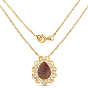 Bids.com 14K Yellow Gold Plated 5.14 Carat Genuine Red Droozi and Citrine .925 Sterling Silver Pendant Pendants