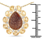 Bids.com 14K Yellow Gold Plated 5.14 Carat Genuine Red Droozi and Citrine .925 Sterling Silver Pendant Pendants