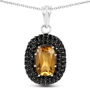 Bids.com 5.85 Carat Genuine Citrine and Black Spinel .925 Sterling Silver Pendant Pendants