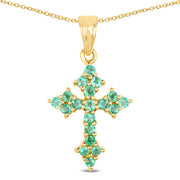 Bids.com 14K Yellow Gold Plated 1.05 Carat Genuine Zambian Emerald .925 Sterling Silver Pendant Pendants