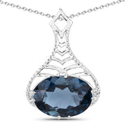 Bids.com 6.65 Carat Genuine London Blue Topaz .925 Sterling Silver Pendant Pendants
