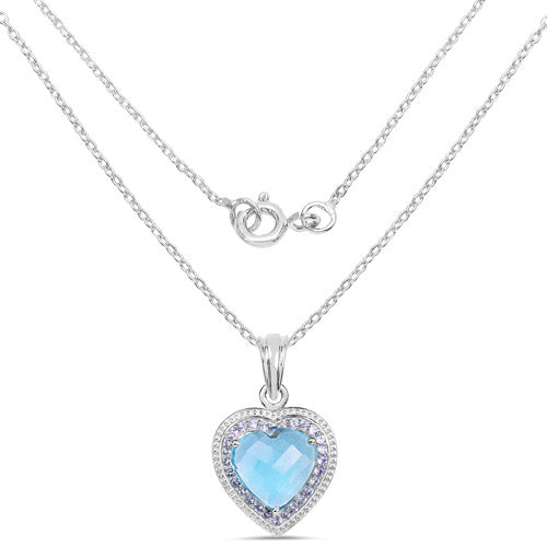 Bids.com 7.36 Carat Genuine Blue Topaz and Tanzanite .925 Sterling Silver Pendant Pendants