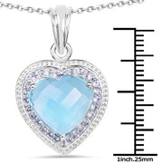 Bids.com 7.36 Carat Genuine Blue Topaz and Tanzanite .925 Sterling Silver Pendant Pendants
