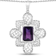 Bids.com 7.80 Carat Genuine Amethyst .925 Sterling Silver Pendant Pendants