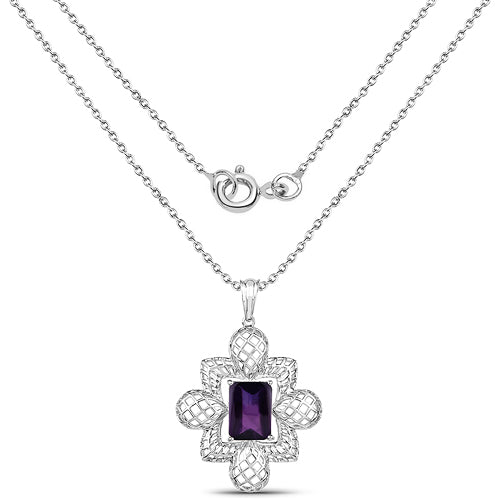 Bids.com 7.80 Carat Genuine Amethyst .925 Sterling Silver Pendant Pendants