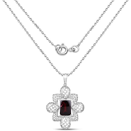 Bids.com 8.00 Carat Genuine Garnet .925 Sterling Silver Pendant Pendants
