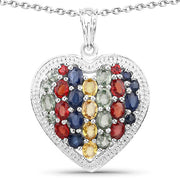 Bids.com 4.40 Carat Genuine Multi Stones .925 Sterling Silver Pendant Pendants