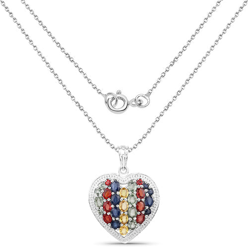 Bids.com 4.40 Carat Genuine Multi Stones .925 Sterling Silver Pendant Pendants