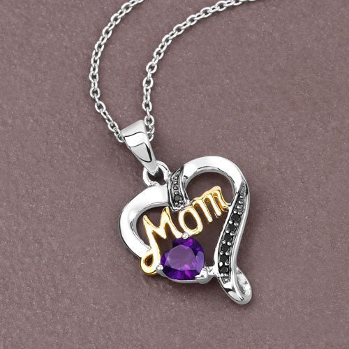 Bids.com 0.48 Carat Genuine Amethyst and Black Spinel .925 Sterling Silver Pendant Pendants