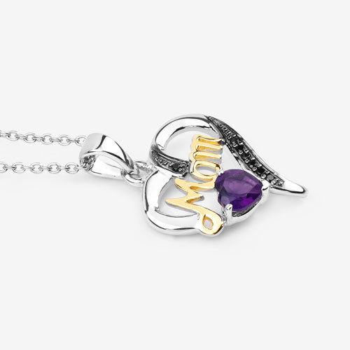 Bids.com 0.48 Carat Genuine Amethyst and Black Spinel .925 Sterling Silver Pendant Pendants