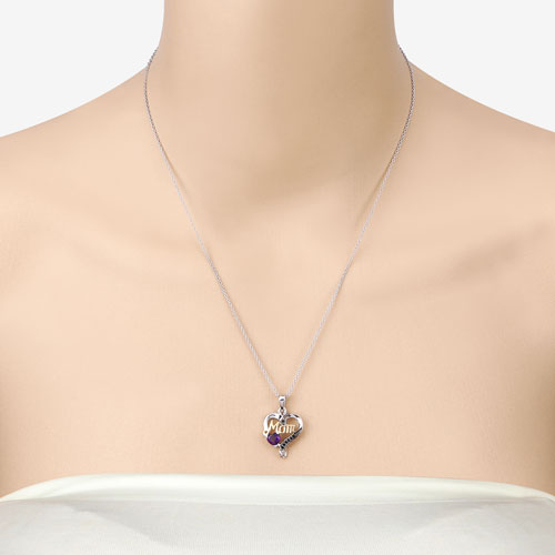 Bids.com 0.48 Carat Genuine Amethyst and Black Spinel .925 Sterling Silver Pendant Pendants