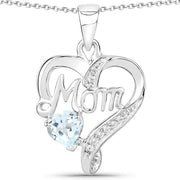 Bids.com 0.54 Carat Genuine Blue Topaz and White Topaz .925 Sterling Silver Pendant Pendants