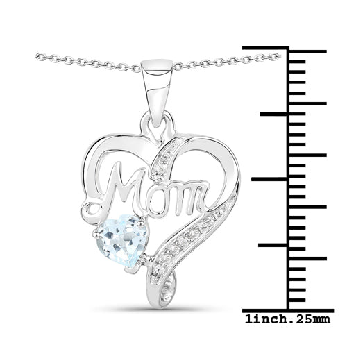 Bids.com 0.54 Carat Genuine Blue Topaz and White Topaz .925 Sterling Silver Pendant Pendants