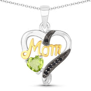 Bids.com 0.49 Carat Genuine Peridot and Black Spinel .925 Sterling Silver Pendant Pendants