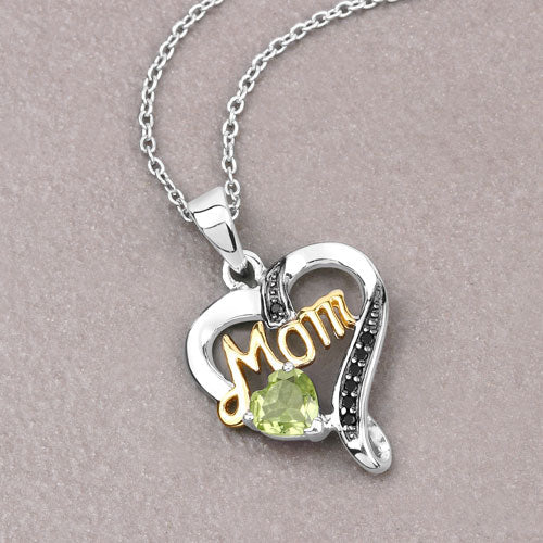 Bids.com 0.49 Carat Genuine Peridot and Black Spinel .925 Sterling Silver Pendant Pendants