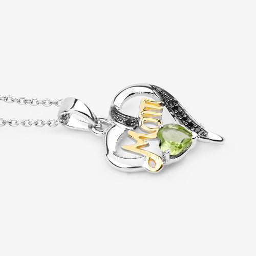 Bids.com 0.49 Carat Genuine Peridot and Black Spinel .925 Sterling Silver Pendant Pendants