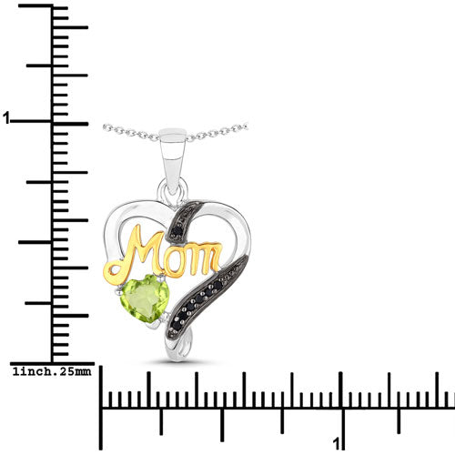 Bids.com 0.49 Carat Genuine Peridot and Black Spinel .925 Sterling Silver Pendant Pendants