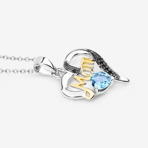 Bids.com 0.57 Carat Genuine Swiss Blue Topaz and Black Spinel .925 Sterling Silver Pendant Pendants