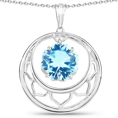 Bids.com 8.75 Carat Genuine Swiss Blue Topaz .925 Sterling Silver Pendant Pendants