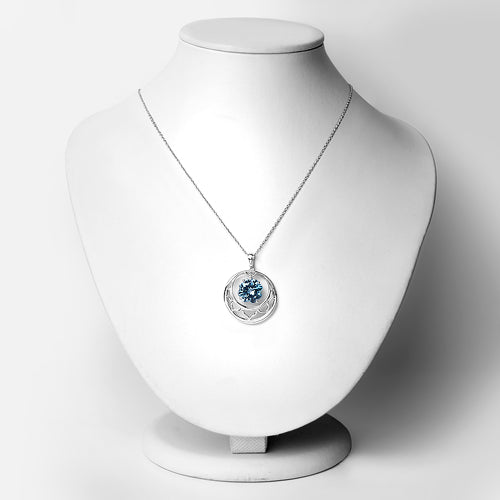 Bids.com 8.75 Carat Genuine Swiss Blue Topaz .925 Sterling Silver Pendant Pendants