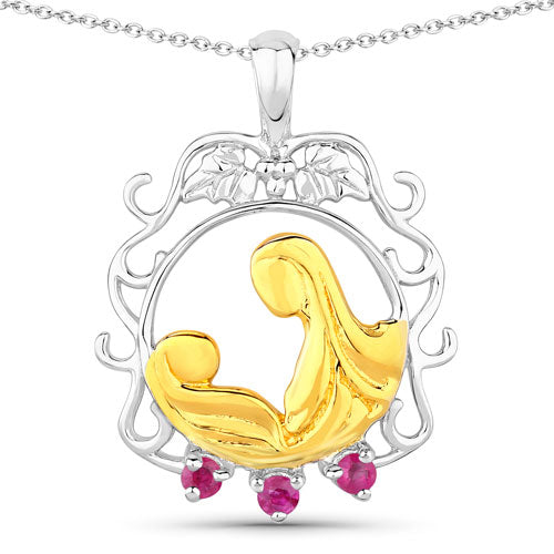 Bids.com 0.14 Carat Genuine Ruby .925 Sterling Silver Pendant Pendants