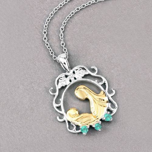 Bids.com 0.09 Carat Genuine Emerald .925 Sterling Silver Pendant Pendants