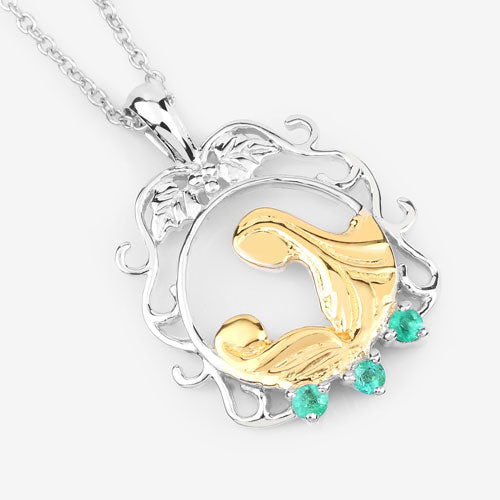 Bids.com 0.09 Carat Genuine Emerald .925 Sterling Silver Pendant Pendants
