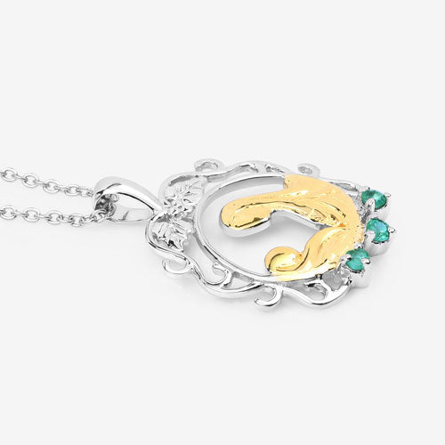 Bids.com 0.09 Carat Genuine Emerald .925 Sterling Silver Pendant Pendants