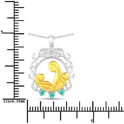 Bids.com 0.09 Carat Genuine Emerald .925 Sterling Silver Pendant Pendants