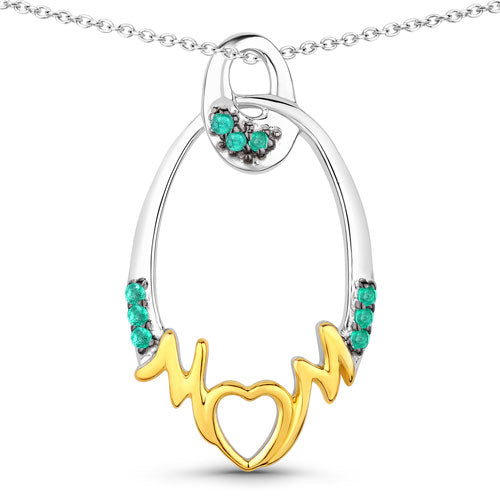 Bids.com 0.15 Carat Genuine Emerald .925 Sterling Silver Pendant Pendants