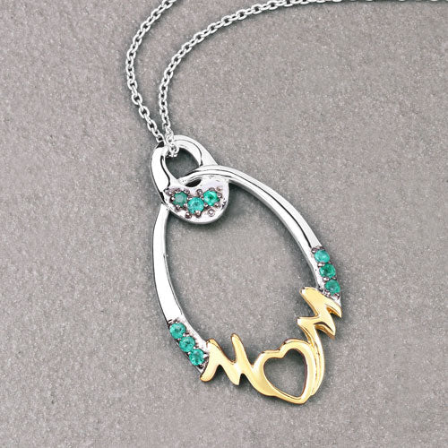 Bids.com 0.15 Carat Genuine Emerald .925 Sterling Silver Pendant Pendants