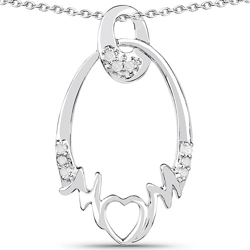 Bids.com 0.14 Carat Genuine White Diamond .925 Sterling Silver Pendant Pendants