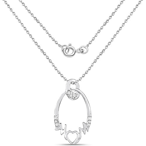 Bids.com 0.14 Carat Genuine White Diamond .925 Sterling Silver Pendant Pendants
