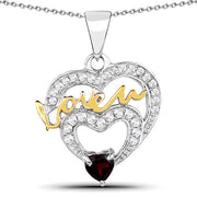 Bids.com 0.51 Carat Genuine Garnet and White Topaz .925 Sterling Silver Pendant Pendants
