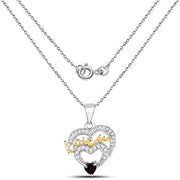 Bids.com 0.51 Carat Genuine Garnet and White Topaz .925 Sterling Silver Pendant Pendants