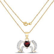 Bids.com 14K Yellow Gold Plated 1.05 Carat Genuine Garnet and White Topaz .925 Sterling Silver Pendant Pendants