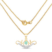 Bids.com 14K Yellow Gold Plated 0.62 Carat Genuine Emerald and White Topaz .925 Sterling Silver Pendant Pendants