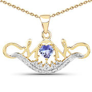 Bids.com 14K Yellow Gold Plated 0.62 Carat Genuine Tanzanite and White Topaz .925 Sterling Silver Pendant Pendants