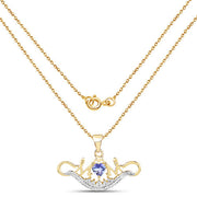 Bids.com 14K Yellow Gold Plated 0.62 Carat Genuine Tanzanite and White Topaz .925 Sterling Silver Pendant Pendants