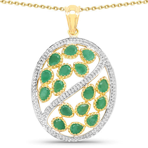 Bids.com 2.24 Carat Genuine Emerald .925 Sterling Silver Pendant Pendants