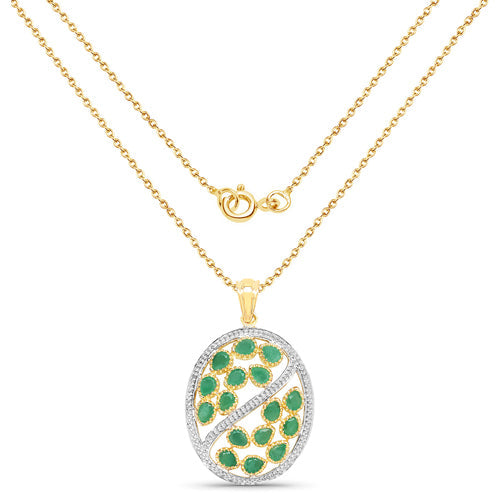Bids.com 2.24 Carat Genuine Emerald .925 Sterling Silver Pendant Pendants