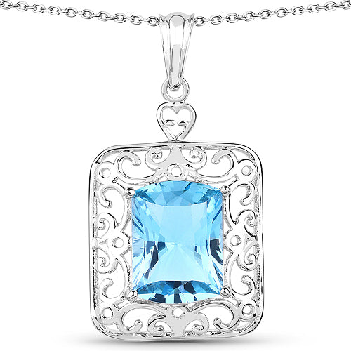 Bids.com 10.63 Carat Genuine Swiss Blue Topaz .925 Sterling Silver Pendant Pendants