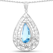 Bids.com 7.20 Carat Genuine Swiss Blue Topaz .925 Sterling Silver Pendant Pendants