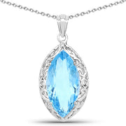 Bids.com 8.22 Carat Genuine Swiss Blue Topaz .925 Sterling Silver Pendant Pendants