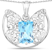 Bids.com 11.10 Carat Genuine Swiss Blue Topaz .925 Sterling Silver Pendant Pendants
