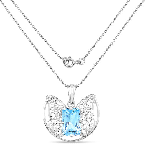 Bids.com 11.10 Carat Genuine Swiss Blue Topaz .925 Sterling Silver Pendant Pendants