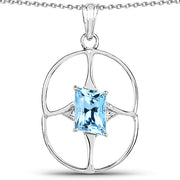 Bids.com 5.26 Carat Genuine Swiss Blue Topaz .925 Sterling Silver Pendant Pendants