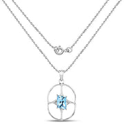 Bids.com 5.26 Carat Genuine Swiss Blue Topaz .925 Sterling Silver Pendant Pendants